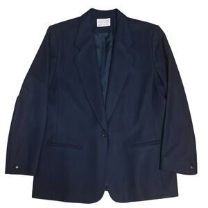 Women’s Pendleton Blazer Jacket 100% Wool Single Button Blue Size 14 Petite